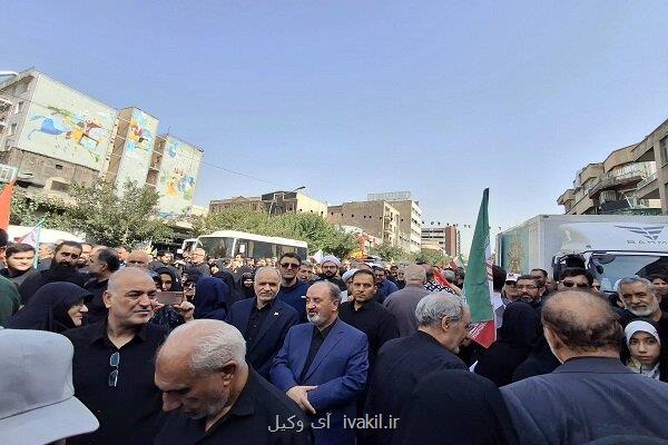 حضور وزیر دادگستری در مراسم خاکسپاری شهدای اقتدار